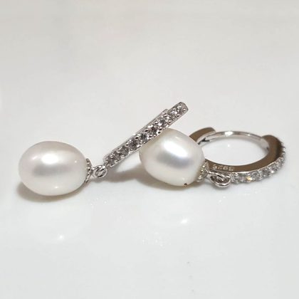 Argollas de Plata Italiana con perlas naturales